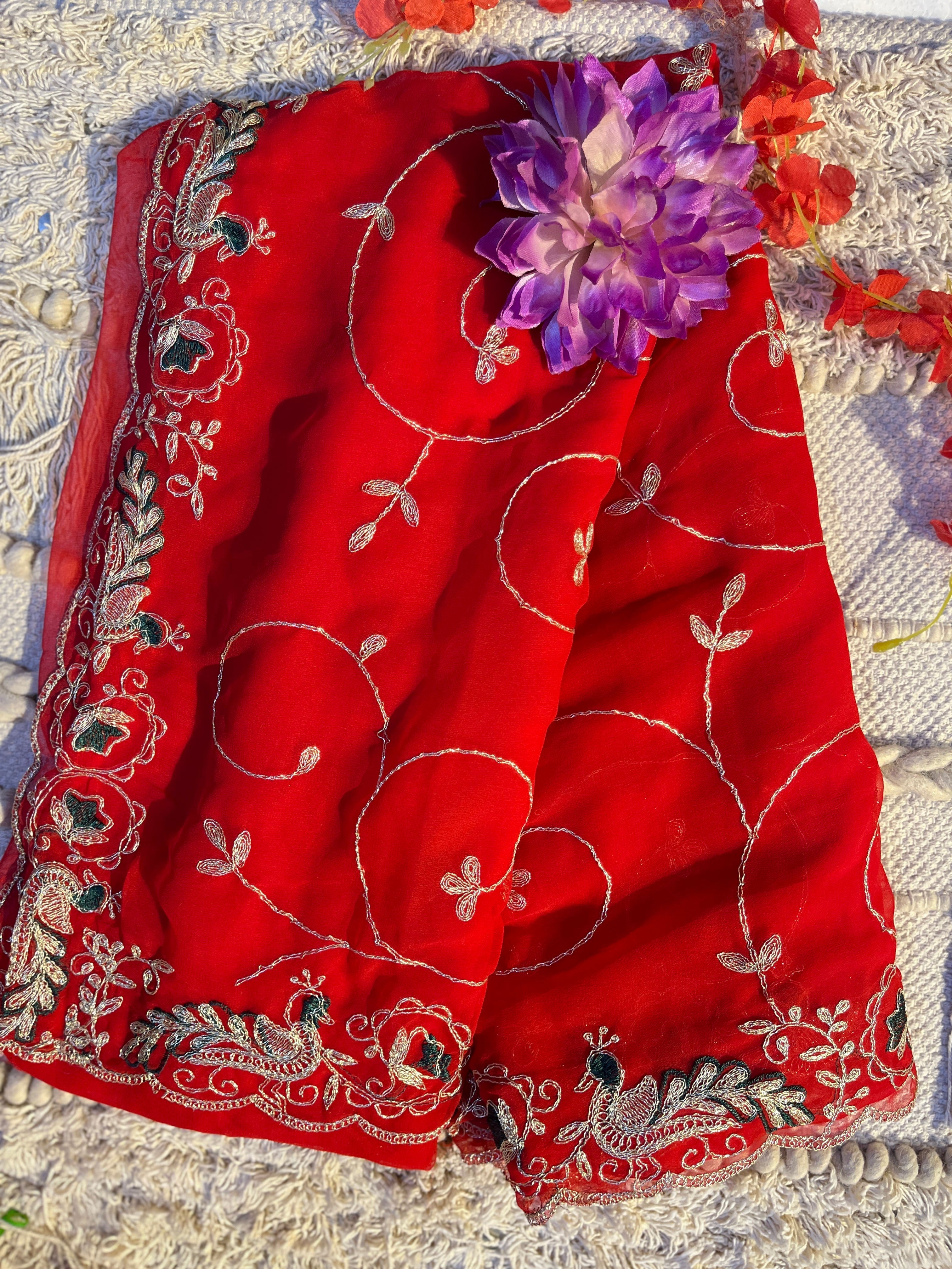 ❤️ Peacock Jaal Work Saree