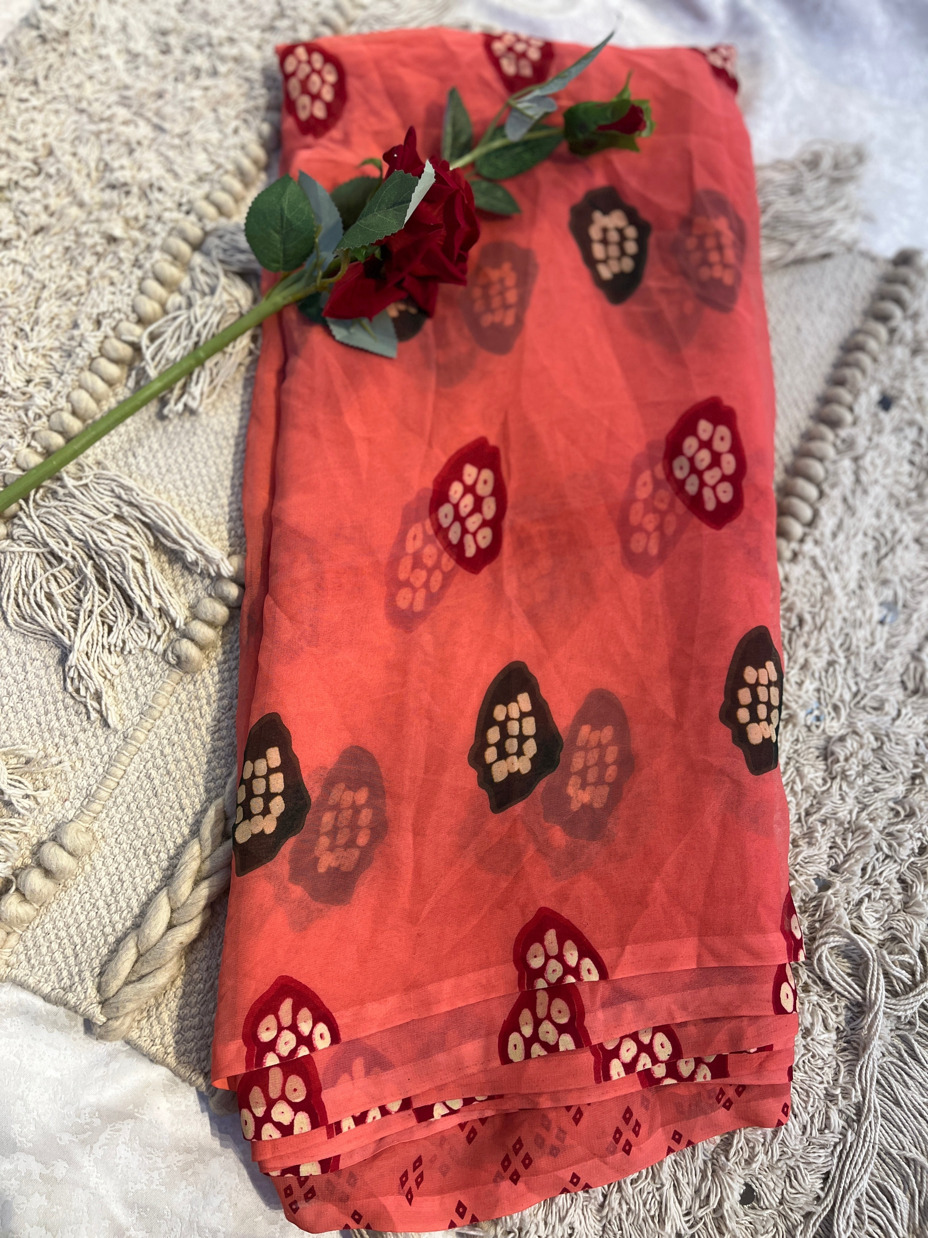👑 The Moh Signature Drape – Coral Bloom Edition