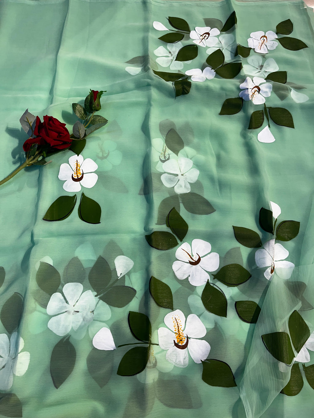 CHIFFON BRUSH PAINT SAREE